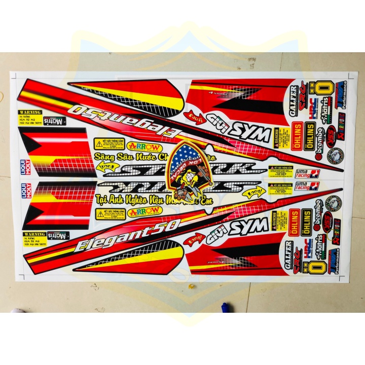 ( Quí khách vui lòng mang ra tiệm cho thợ dán ) Tem ELEGANT 50 SPARK NANO ĐỎ ĐEN