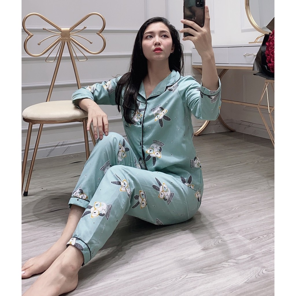 [Bộ Ngủ Pijama Tay Dài-Đồ Bộ Mặc Nhà-Vải Thái Lọai 1-Hàng Có Size-Kèm Ảnh Thật.