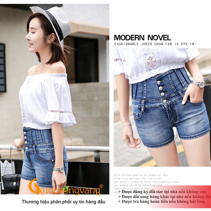 Quần nữ quần short jean nữ co giãn lưng cao nhiều nút GLQ031 Cuocsongvang