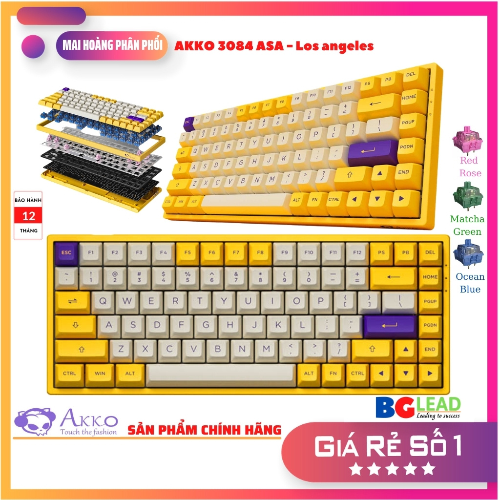 [Chính hãng] Bàn phím cơ AKKO 3084|3098 v2 ASA - Los Angeles (AKKO CS switch|Hotswap|Foam tiêu âm) - Mai Hoàng phân phối