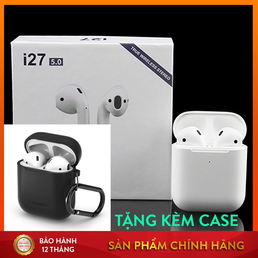 Tai nghe bluetooth i27 TWS  - Full chức năng tháo tai dừng nhạc,đổi tên định vị ,sack không dây- tặng case silicon