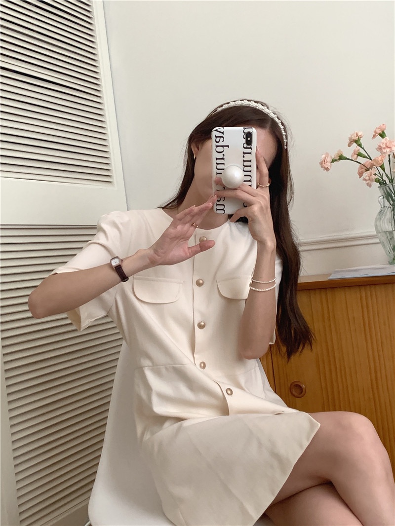 Đầm Ngắn Tay Phong Cách Hàn Quốc Đơn Giản Dễ Phối Đồ 54221