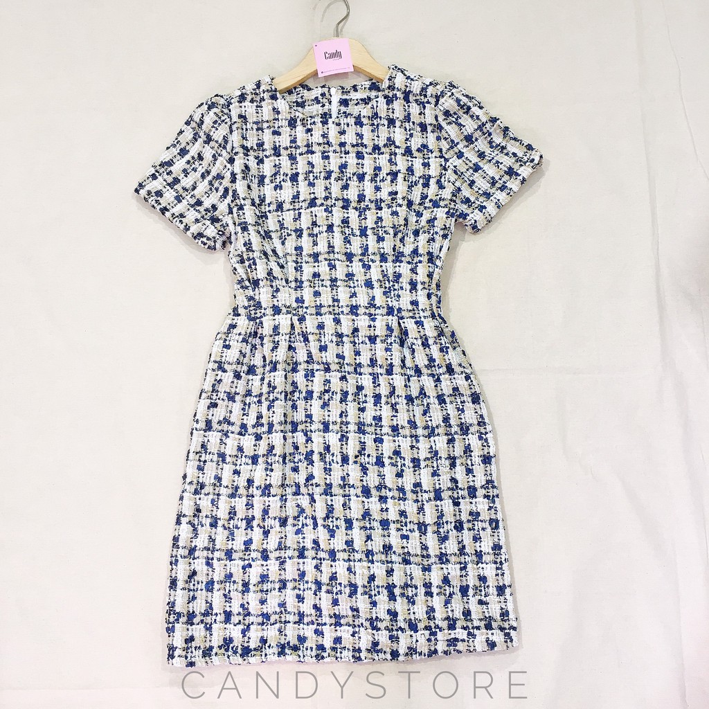 Đầm tweed tay ngắn thắt eo | BigBuy360 - bigbuy360.vn