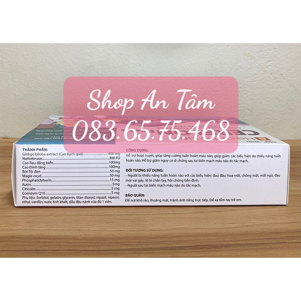 Viên uống bổ não Cerelon Forte Giúp bổ sung dưỡng chất cho não , tăng cường lưu thông máu, phòng ngừa tai biến