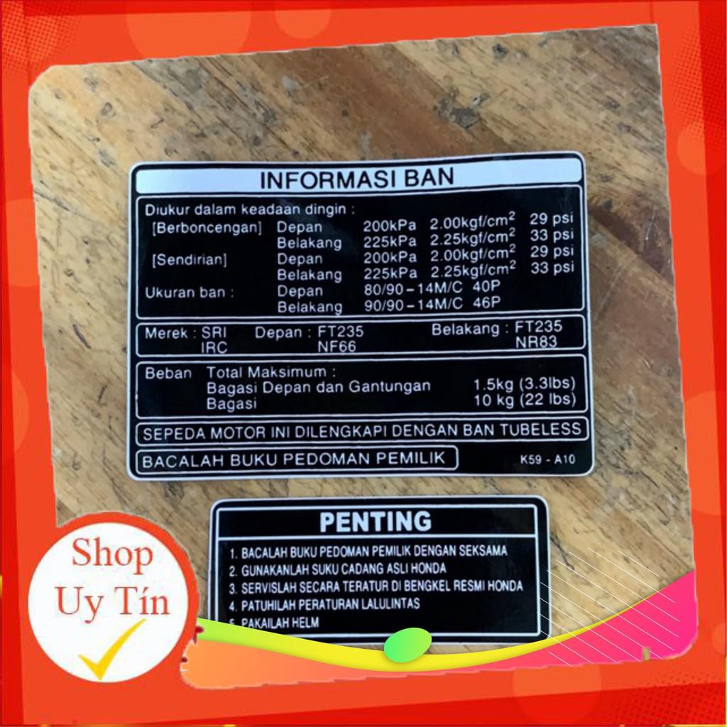 Bộ Tem Thông Số Dán Xe Vario - Click Chống Thấm Nước, Chống Bay Màu