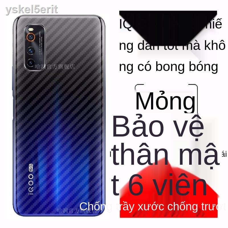 Điện thoại vivoIQOONeo3 dán phim mặt sau bằng sợi carbon chống xước vân tay trong suốt bảo vệ tản nhiệt