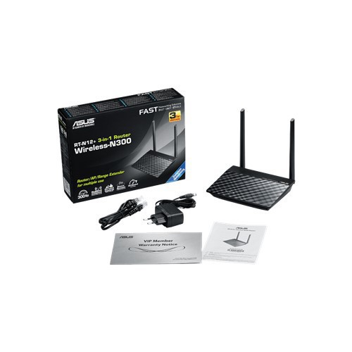 ASUS RT-N12+ - Bộ phát Wifi Chuẩn N Tốc Độ 300Mbp Mở rộng sóng - Hàng Chính Hãng