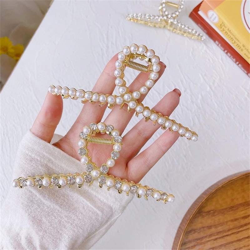 Kẹp Tóc Hình Cá Mập Đính Đá / Ngọc Trai Nhân Tạo Thời Trang Cho Nữ