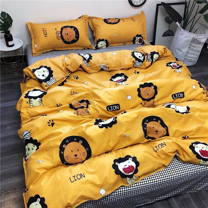 [MẪU CHO BÉ] Trọn Bộ 4 Món Cotton Poly Nhập Mẫu SƯ TỬ VÀNG Cực Đẹp Siêu Dễ Thương Cute Vô Đối Cho Bé Trai