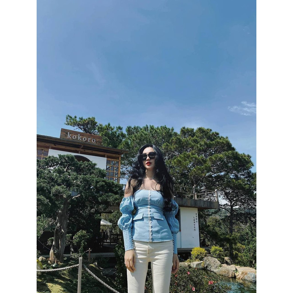 Áo Bẹt Vai Xanh Blue