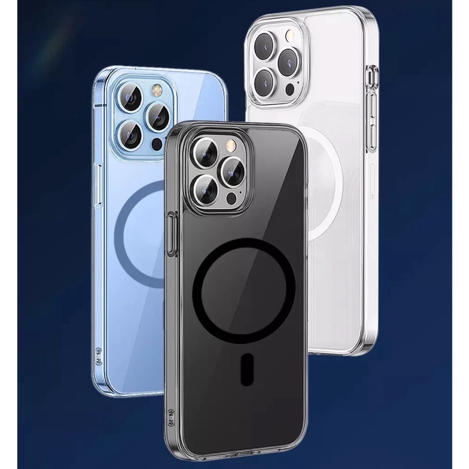 Ốp lưng kính viền dẻo chống sốc WIWU Crystal Magnetic Phone Case cho Smart Phone 13 Max Pro, Chống ố vàng