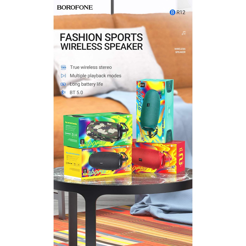 Loa bluetooth cao cấp Borofone BR12 Amplio công suất 10W, Bass hay, kết nối TWS - Hàng chính hãng