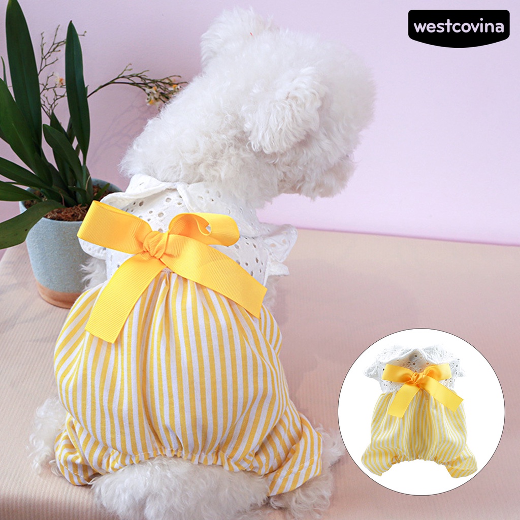 [Mới]♞Áo Liền Quần Eo Cao Đính Nơ Thời Trang Mùa Hè Cho Cún Cưng