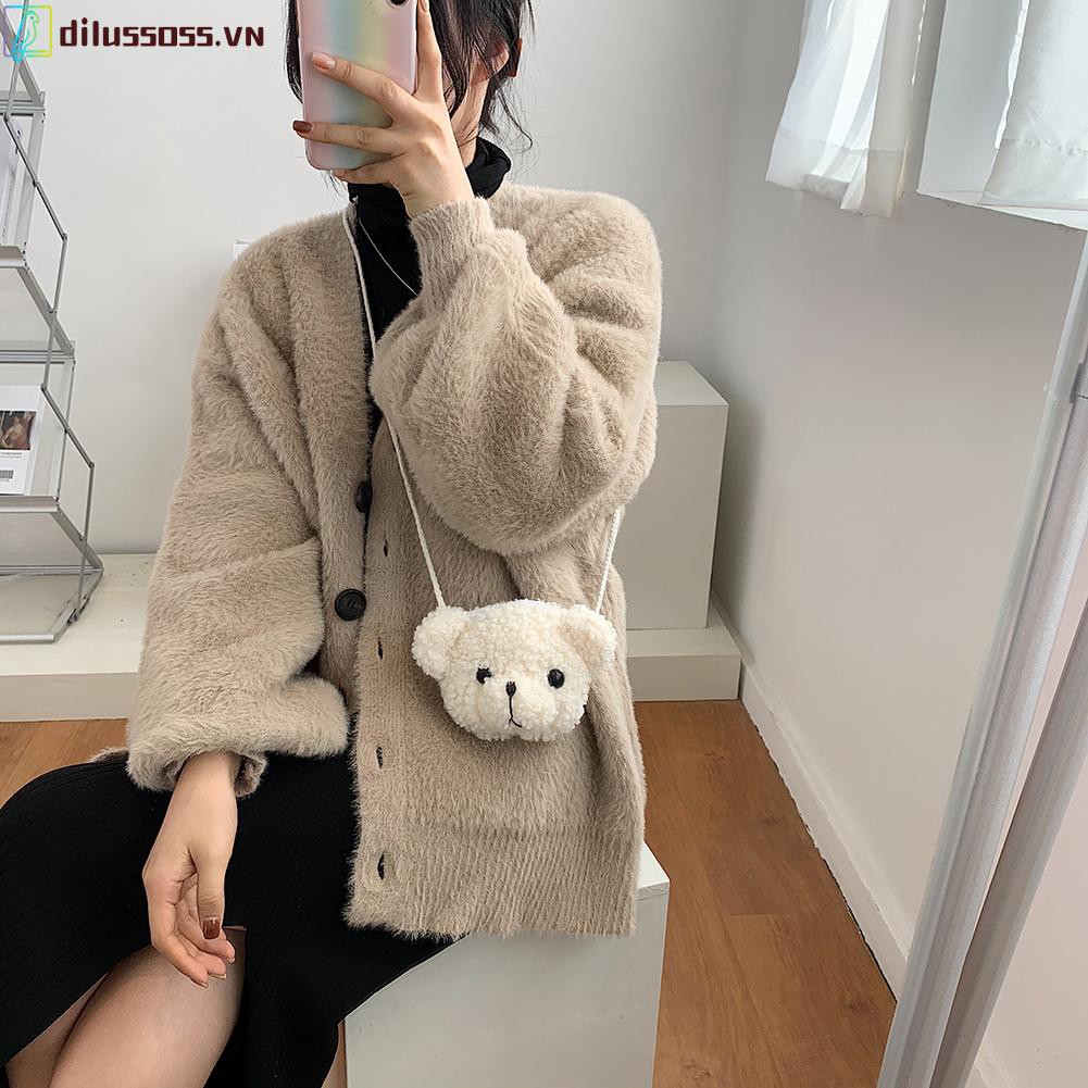 Túi Đeo Chéo Hình Gấu Nhồi Bông Xinh Xắn