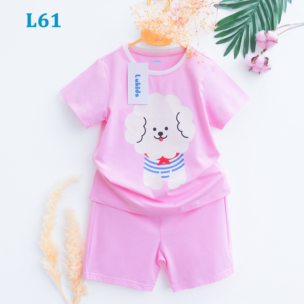 Đồ bộ cotton cho bé trai, bé gái ngắn tay. Đồ mặc nhà mùa hè cho bé Lukids, L61