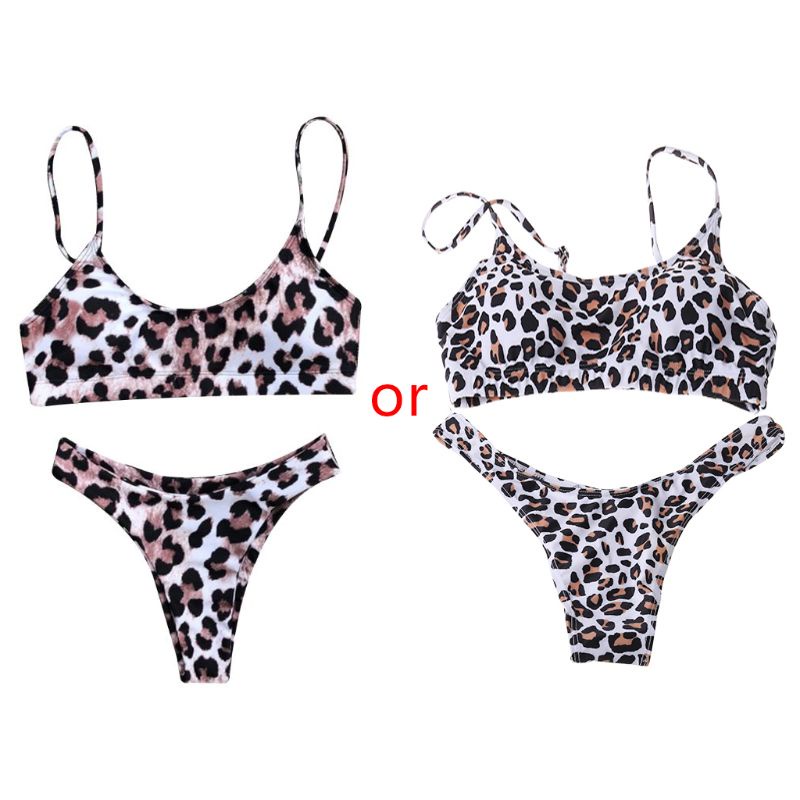 Bộ đồ bơi hai mảnh họa tiết da báo phong cách Boho gợi cảm cho nữ<br />