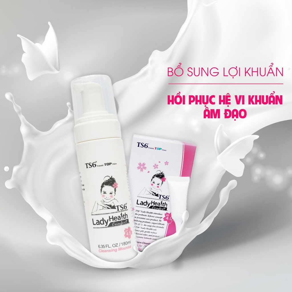 Dung dịch vệ sinh cao cấp TS6 180ml + Gel đặt vùng kín TS6, viêm âm đạo, nước rửa phụ khoa, khô hạn