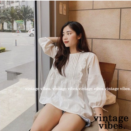 Áo babydoll viền bèo kẻ ly bán thân Ulzzang hàng qccc