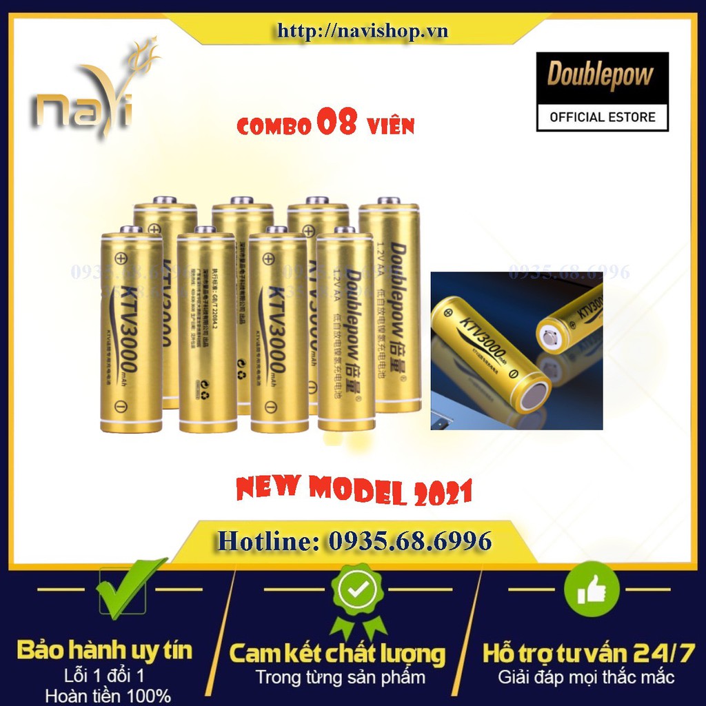 Combo vỉ 8 viên PIN AA DOUBLEPOW 3000MAH NEW 2021