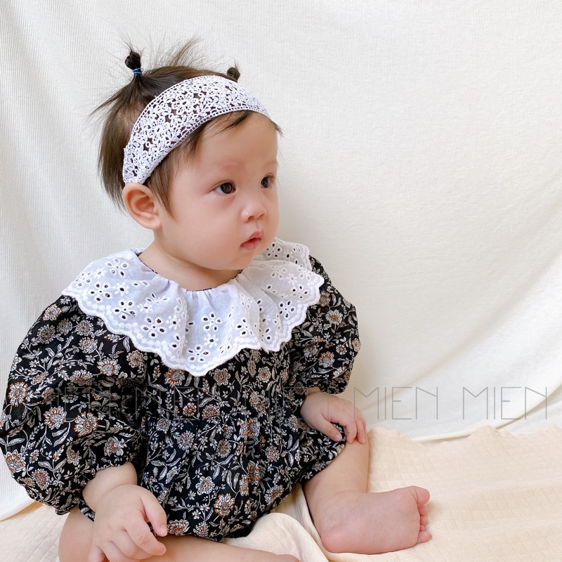 (P02) Băng đô turban ren phẳng cho bé gái MIEN