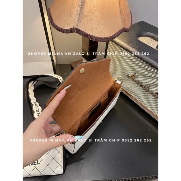 Túi Đeo Chéo Nữ Đẹp Sét 3 Món Dáng Bì Thư In Vạch Chéo Nổi