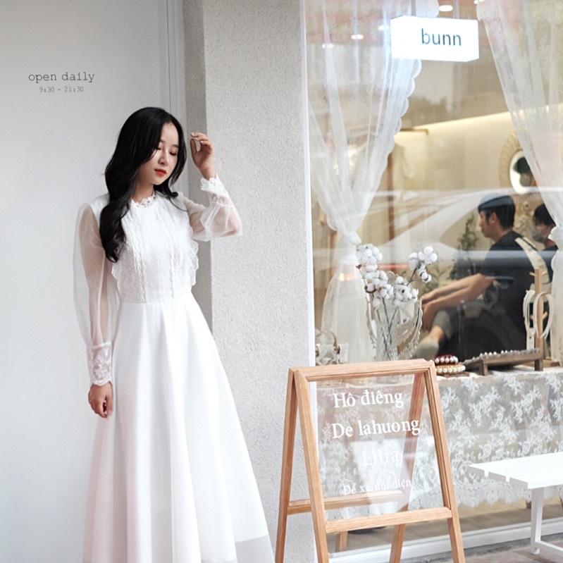 ( ẢNH THẬT SHOP CHỤP ) 🦋 Váy Cưới Remy Phong Cách Cổ Điển Kín Đáo - Váy Đón Tiệc - Váy Cô Dâu