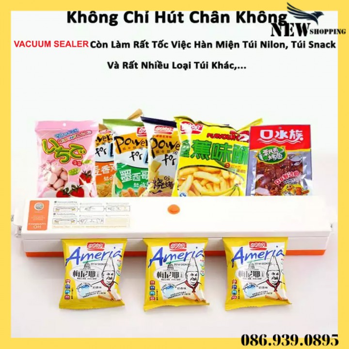 Máy Hút Chân Không Thực Phẩm  Cao Cấp, Chống Nước Vệ Sinh Dễ Dàng, Tặng Kèm 10 Túi Hút Chân Không