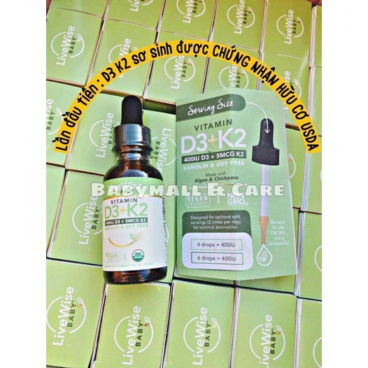 Vitamin D3K2 Livewise bé 0m+