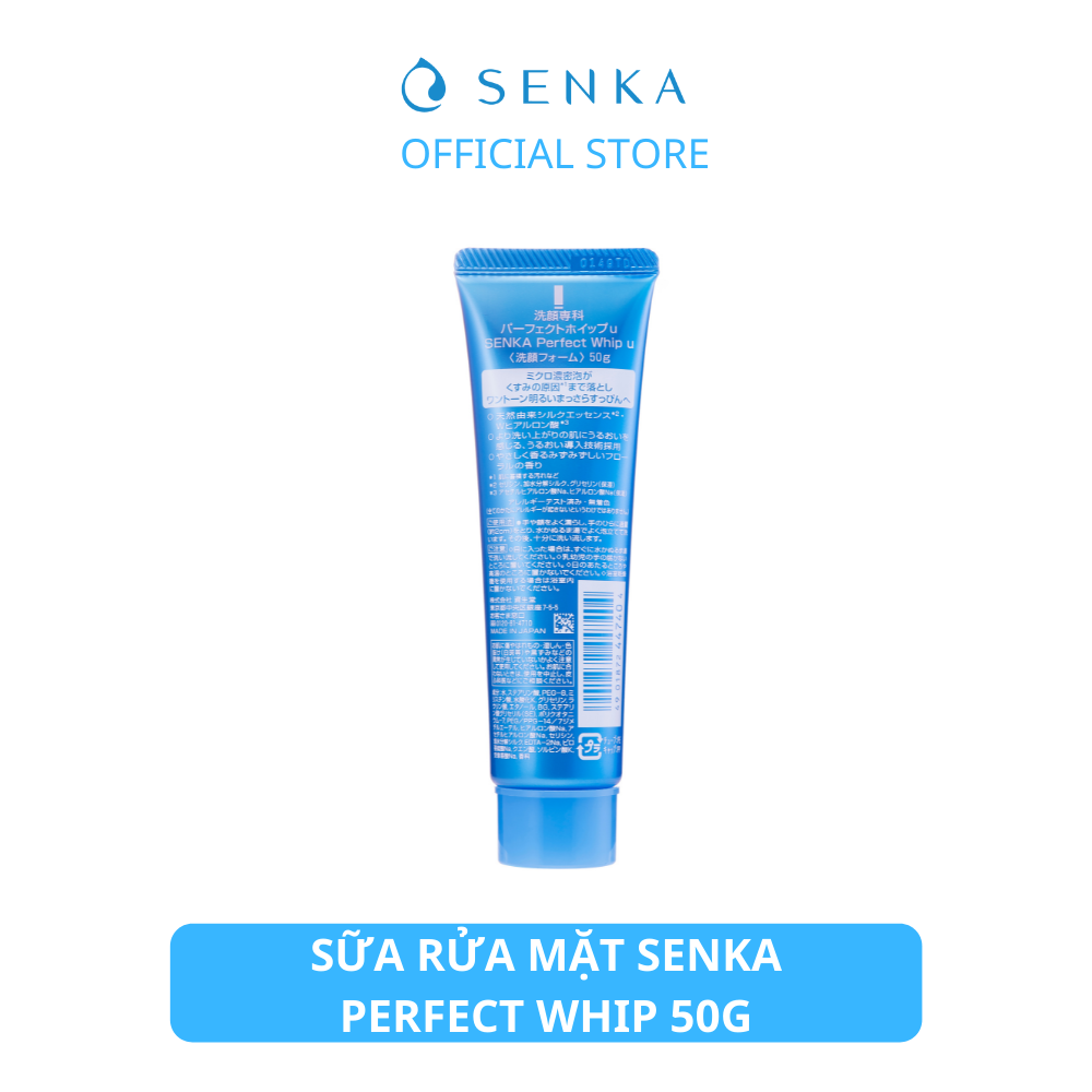 [Quà tặng] Sữa rửa mặt tạo bọt chiết xuất tơ tằm trắng Senka Perfect Whip 50g