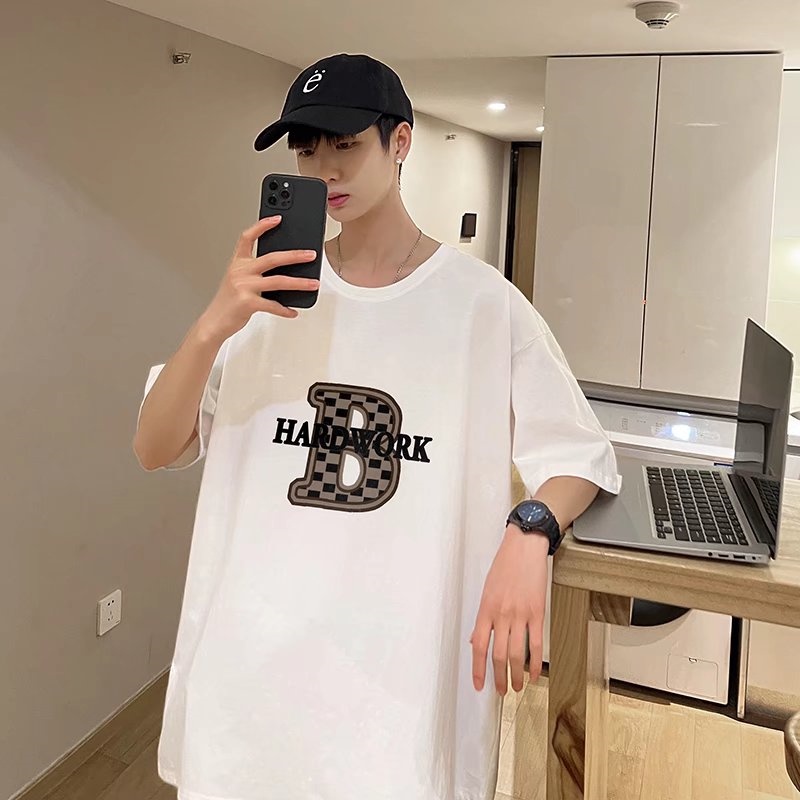 Áo Thun Tay Ngắn Dáng Rộng In Chữ Cỡ Lớn M-8XL Phong Cách Hip Hop Đường Phố Hàn Quốc Thời Trang Cho Nam
