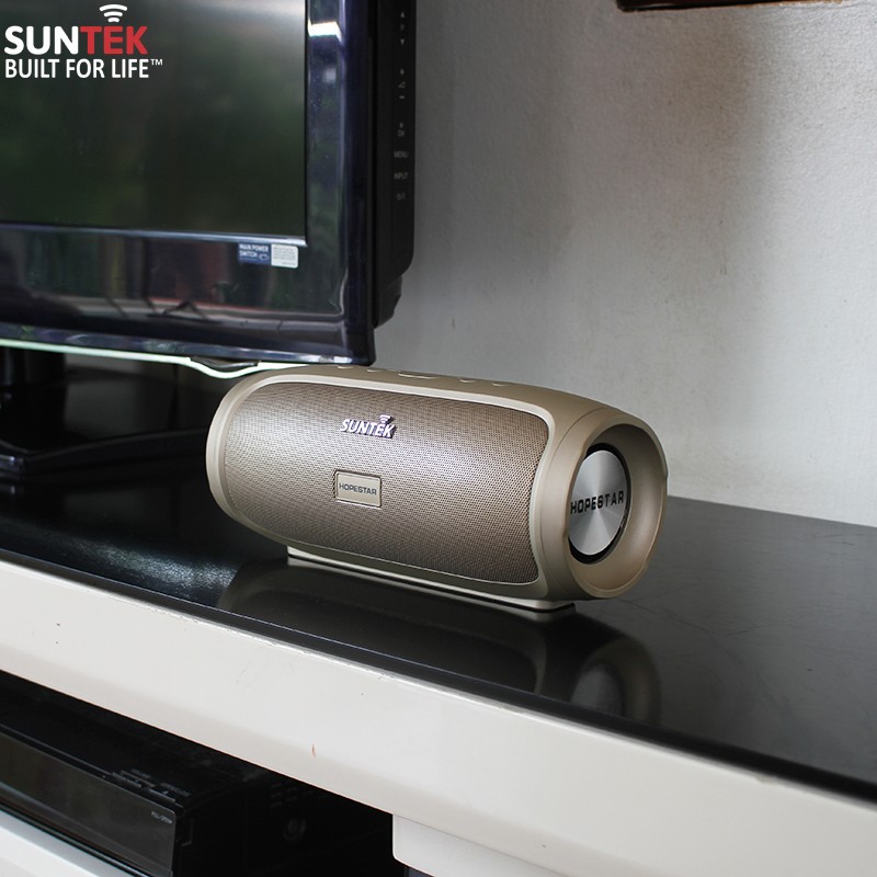 [XẢ KHO] Loa Bluetooth Không Dây SUNTEK H14 (Vàng) - Công suất 8W với 2 loa chính và 1 loa Bass Passive Radiator