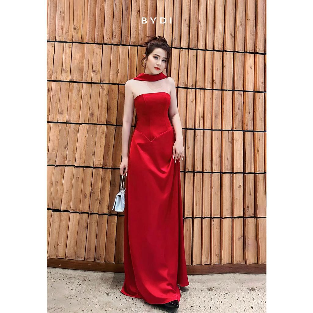 Váy Dáng Dài Cúp Ngực Đầm Thiết Kế Thân Corset Choàng Cổ BYDI Fashion, Chất vải Cao Cấp Sang Trọng | ARES DRESS LT003