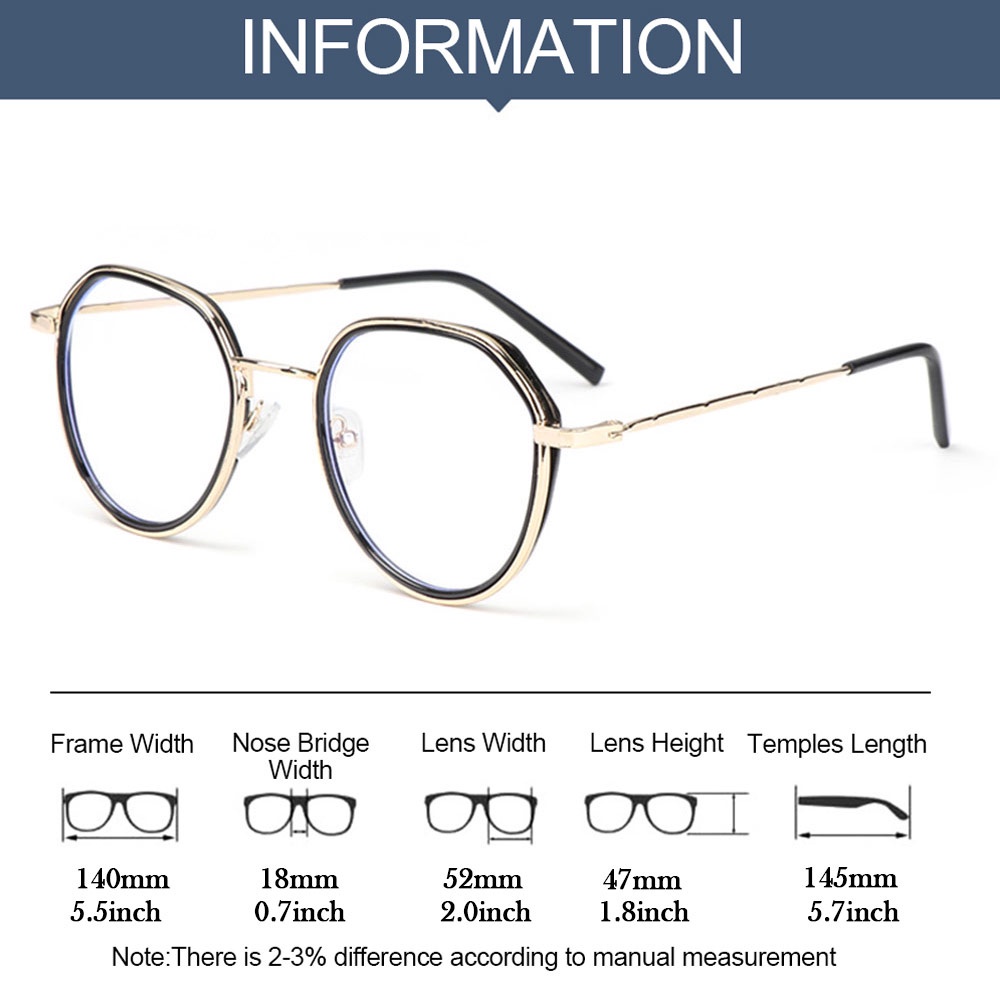 Mắt kính gọng kim loại phong cách bát giác có độ phân giải cao đơn giản thời trang