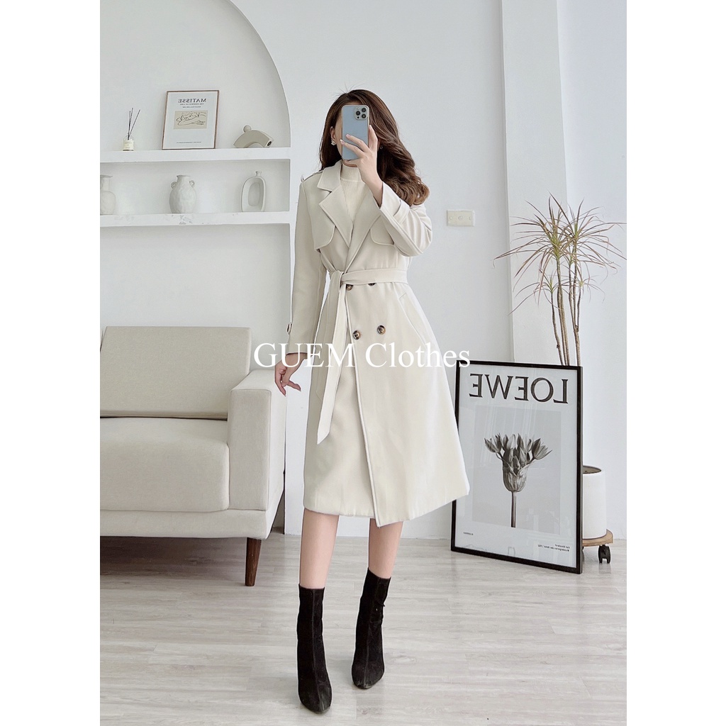 Áo măng tô dáng dài 4 cúc nhựa 9912 hàng Quảng Châu L1 - GUEM Clothes
