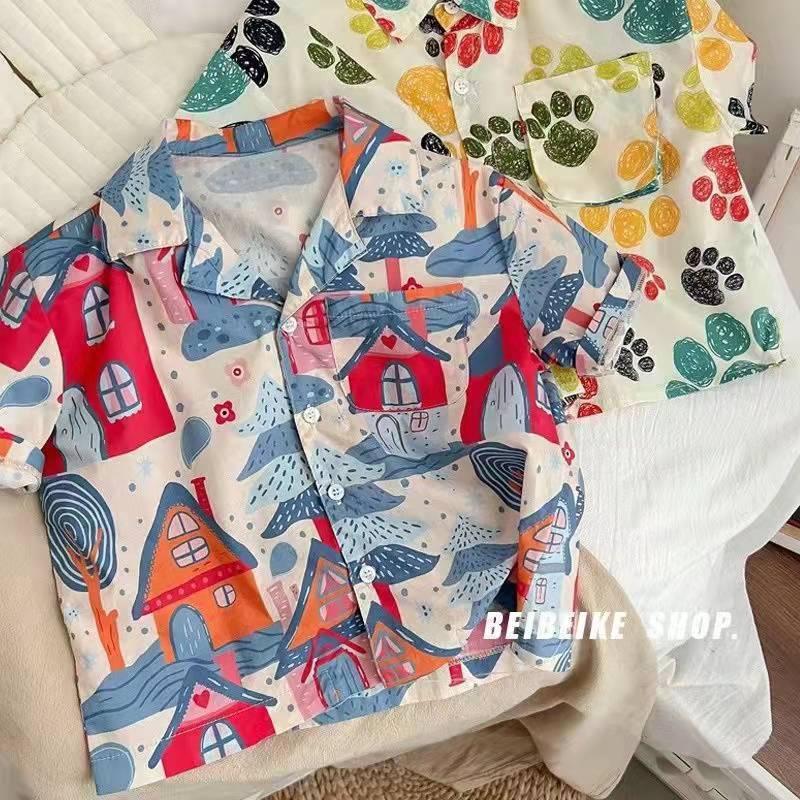 Áo Sơ Mi Mỏng Mùa Hè Tay Cộc Thoải Mái Phong Cách Mori Phương Tây Dễ Phối Đồ Cho Bé Trai