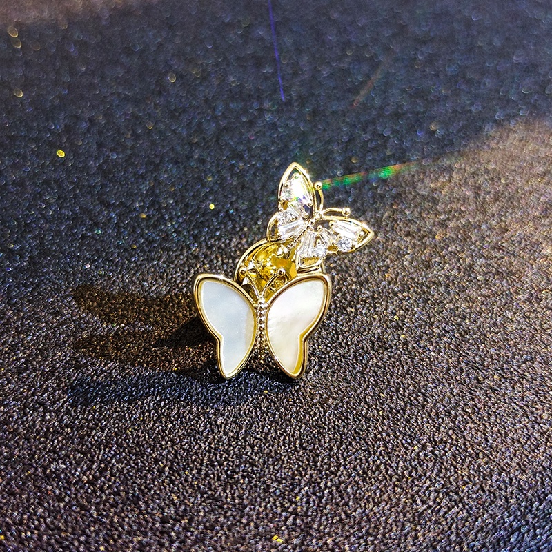 Ghim cài áo JIUDUOLAN chống lộ thiết kế bươm bướm mạ vàng 18K đa năng thời trang