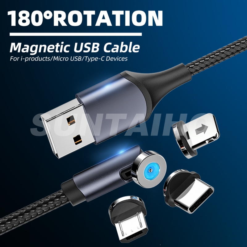 Dây Cáp Sạc Suntaiho Đầu USB Type C /Lightning Nam Châm Bằng Hợp Kim Nhôm Xoay 540º Cho iPhone IOS /Android Micro