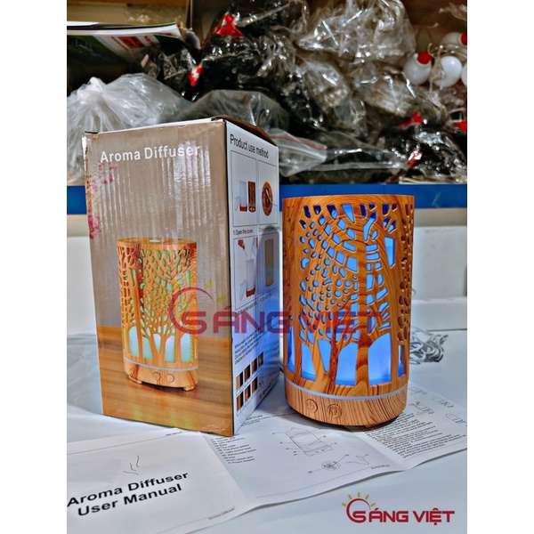 Đèn xông tinh dầu nhiều màu Máy phun sương tạo ẩm siêu âm, khuếch tán tinh dầu Hồ Điệp Tròn