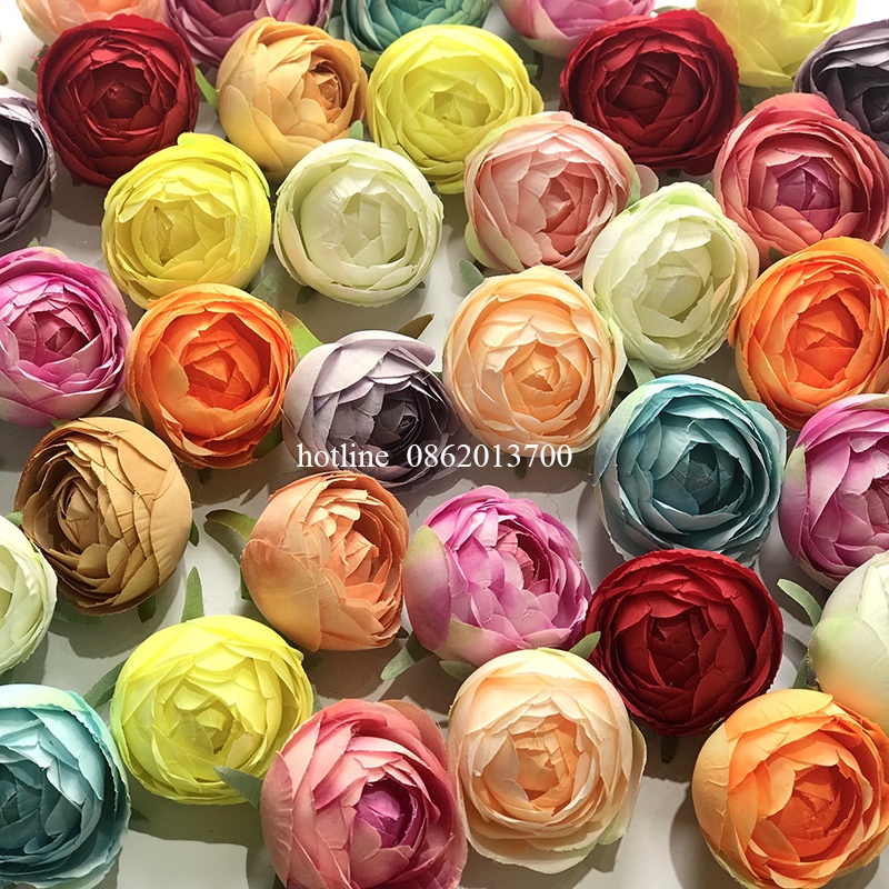 Hoa lụa giả - Đầu Bông Hoa Hồng Trà Tứ Quý (loại 1) Trang Trí Hộp Quà, Decor Siêu Đẹp