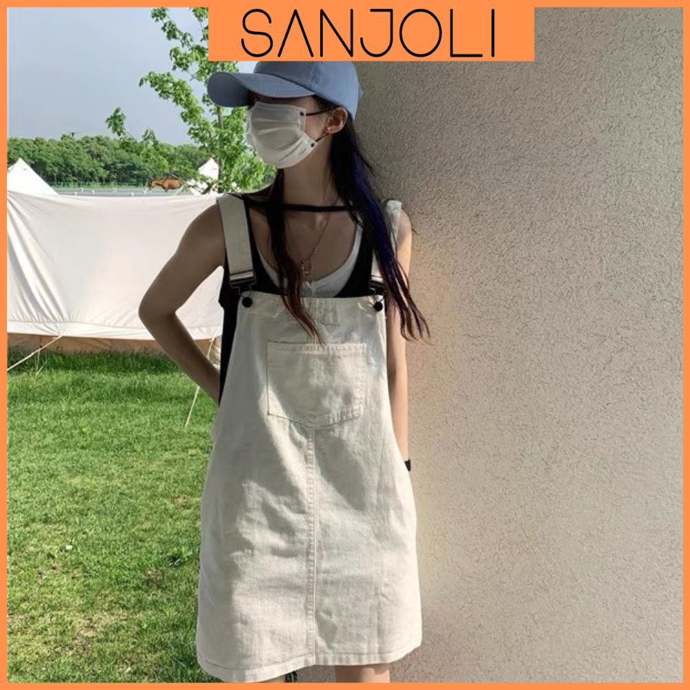 Yếm Váy Nữ Babydoll SANJOLI Váy Jean Chữ A Suông Kiểu Vintage Hàn Quốc Mặc Đi Chơi Đi Học QDE1