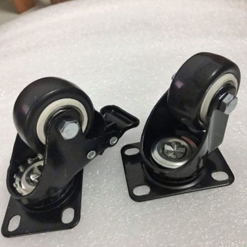 Combo 4 Bánh Xe Cao Cấp Có Khóa Sơn Tĩnh Điện - Dùng Cho Thùng Loa Kẹo Kéo Tủ Bàn - Cỡ 4cm Và 5cm
