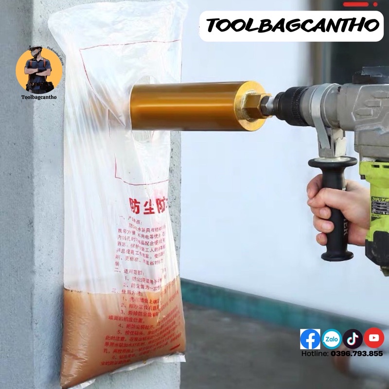 Bọc hứng bụi cho mũi khoan rút lỗi phi 60