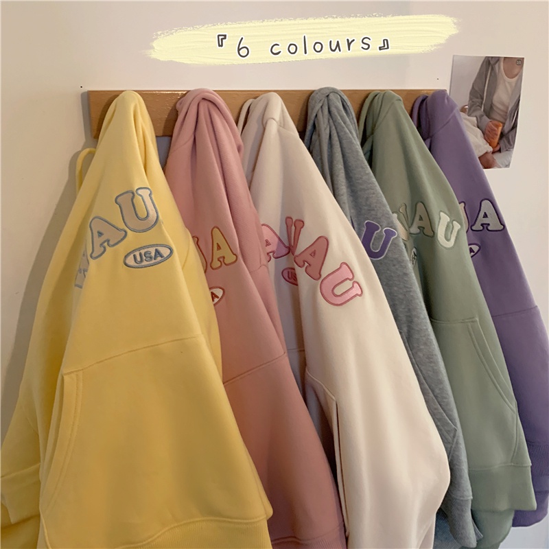 Áo Hoodie Nữ Màu Sắc Ngọt Ngào Phong Cách Hàn Quốc 6 Màu | BigBuy360 - bigbuy360.vn