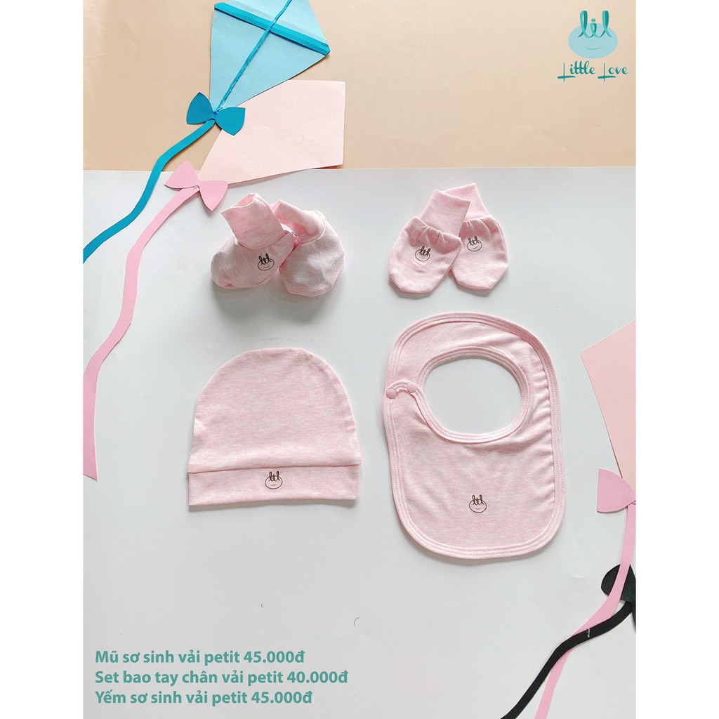 [CHÍNH HÃNG] Set phụ kiện sơ sinh petit Little Love ( Bán rời mũ,yếm,bao tay bao chân )