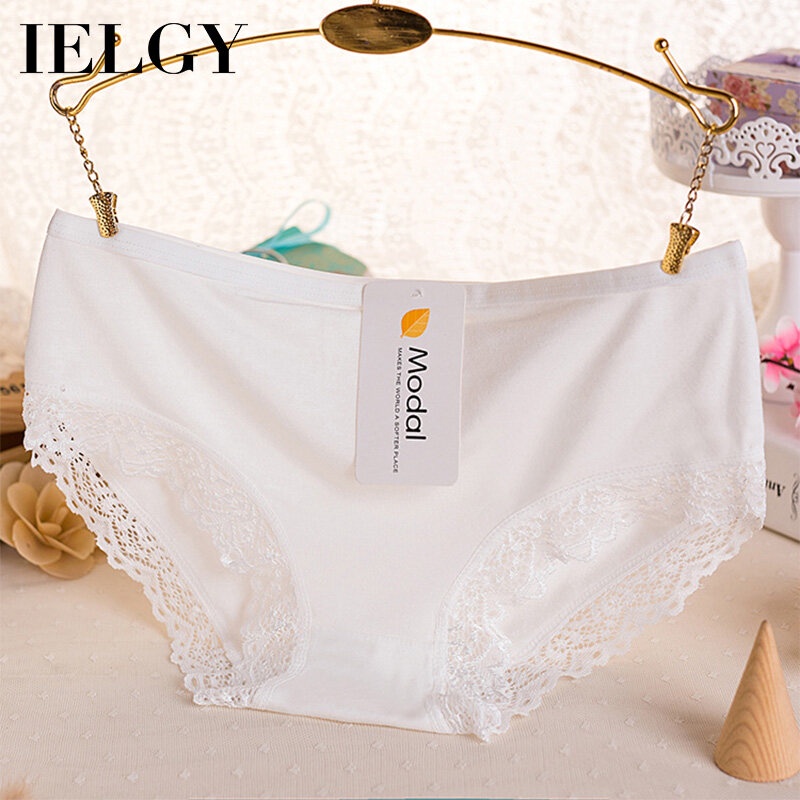 IELGY Quần Lót Tam Giác Lưng Thấp Màu Trơn Phối Ren Quyến Rũ Cho Nữ