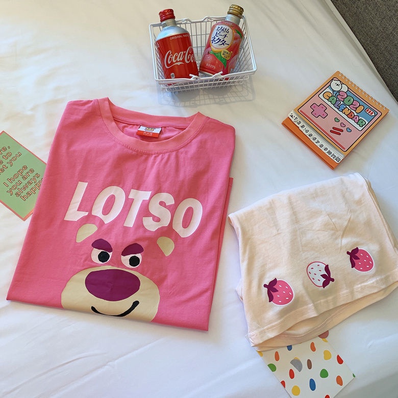 Disney Bộ Đồ Ngủ Ngắn Tay Dáng Rộng In Hình Gấu Dâu Tây Phong Cách Hàn Quốc Thời Trang Mùa Hè Cho Nữ | BigBuy360 - bigbuy360.vn