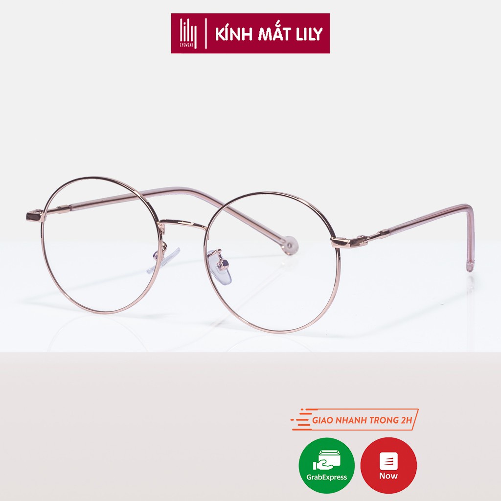 Gọng kính cận nam nữ Lilyeyewear kim loại mắt tròn nobita màu sắc thời trang - 2626