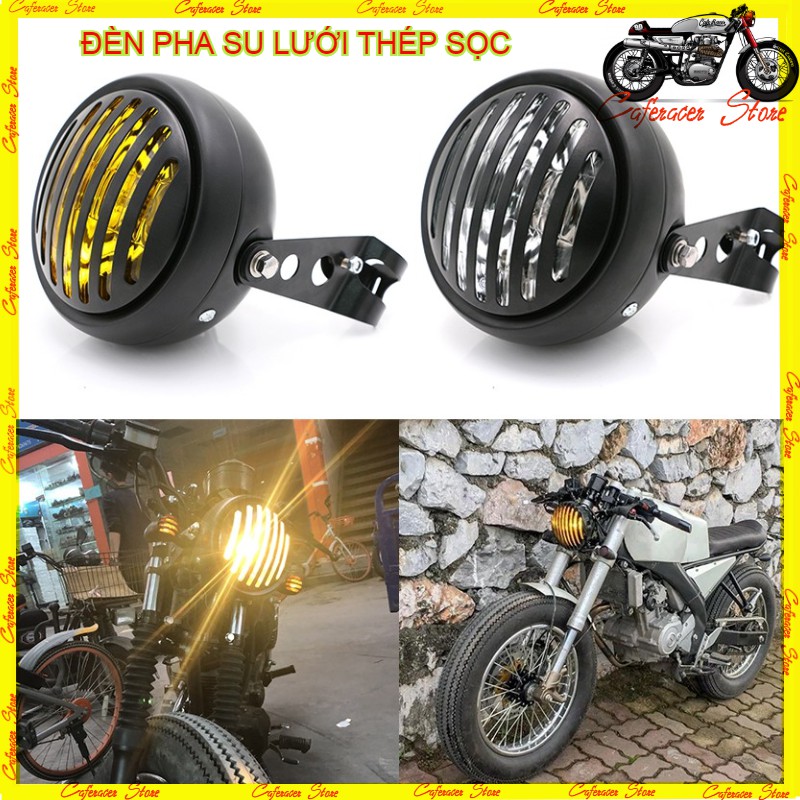 ⭐⭐⭐⭐⭐[COMBO] BỘ ĐÈN PHA CÓ LƯỚI BẢO VỆ KÈM SẴN BỘ PAT GẮN ĐÈN, hàng cao cấp cho xe GN125 ,WIN .. độ cafe racer