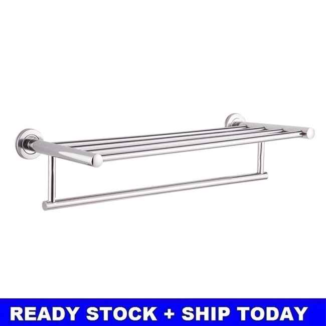 60Cm Stainless Steel Wall Mounted Bathroom Towel Rack Single Layer Rail Holder