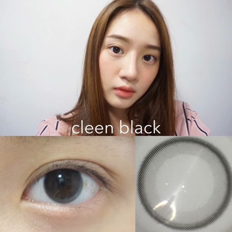 Lens Đen Tự Nhiên MINI CLEAN BLACK Ẩm Cao 55% HSD 6 Tháng Không Giãn Phù Hợp Đi học Đi Làm Cho Mắt Nhạy Cảm